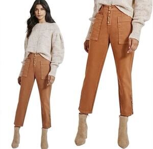 Something Navy Rust Brown Button Fly Cropped Denim 0 NWT